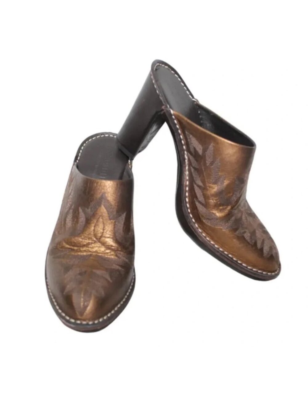 Donald J. Pliner womens mules size 6 Bozza western style heels leather metallic